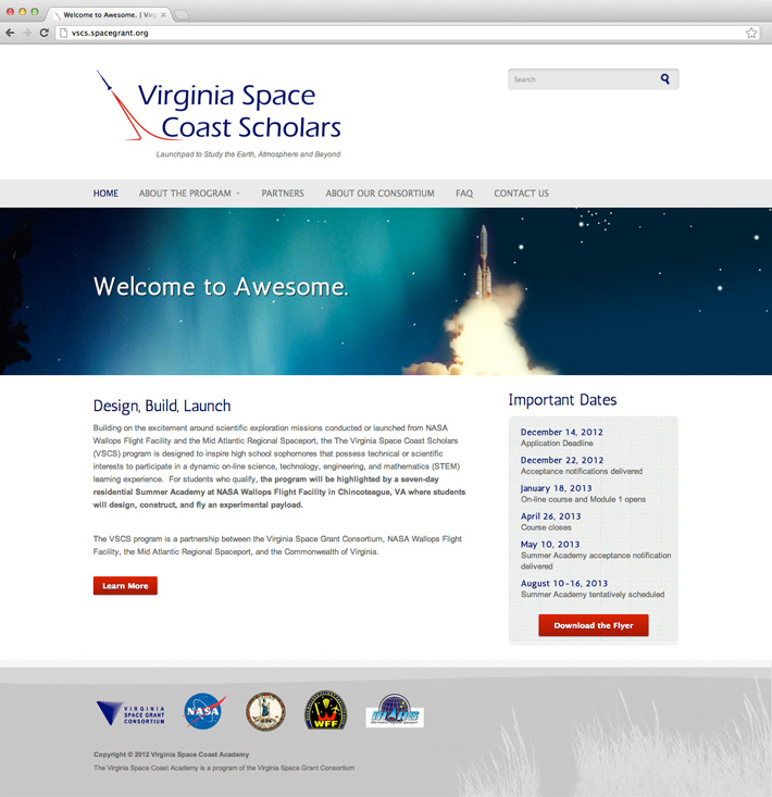 Virginia Space Coast Scholars website